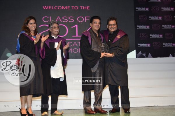 Kamal Hassan and Subhash Ghai poses for camera at Whistling Woods Convocation Ceremony