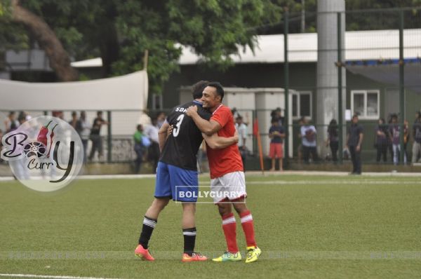 Rahul Bose hugs his friend at Charity Football Match