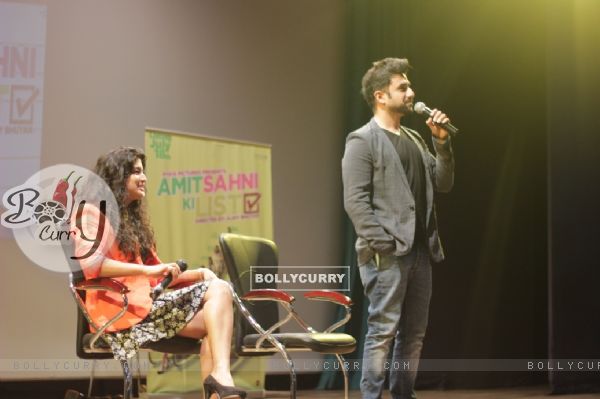 Vir Das addressing the audience at the Promotions of Amit Sahni Ki List