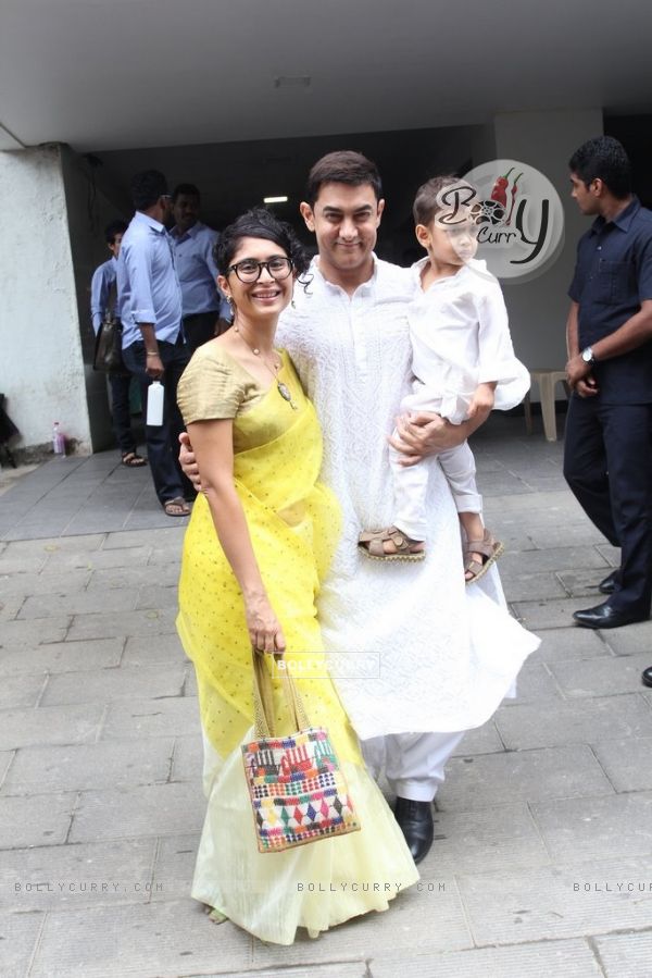 Aamir Khan with wife Kiran Rao and son Azad