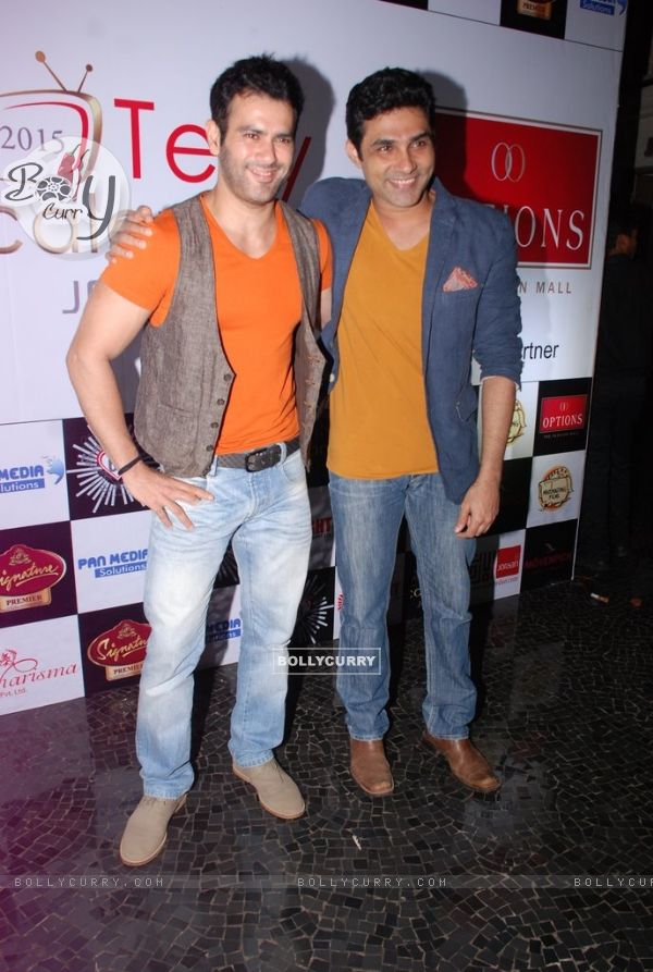 Mazher Sayed poses with a friend at Telly House Calendar Launch