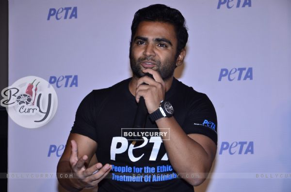 Sachin Joshi addressing the audience at the Peta Ad Launch