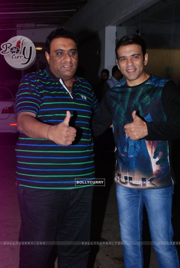 Sajid- Farhad poses for the media at the Special screening of Entertainment