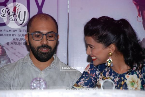 Nimrat Kaur was seen interacting with a guest at the DVD Launch of Lunchbox