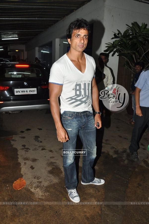 Sonu Sood poses for the media at the Special screening of Entertainment