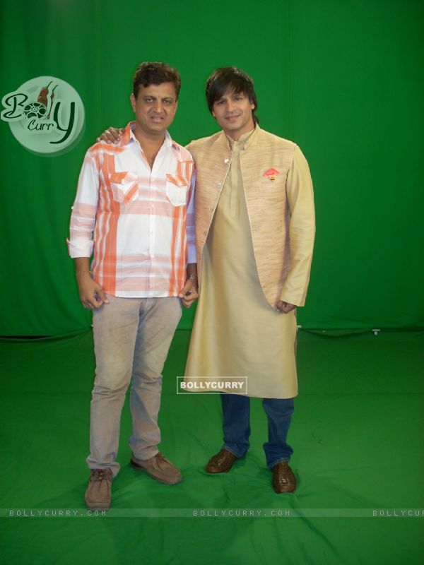 Film Maker Rajeev Walia with Vivek Oberoi at the making of Star Studded National Anthem