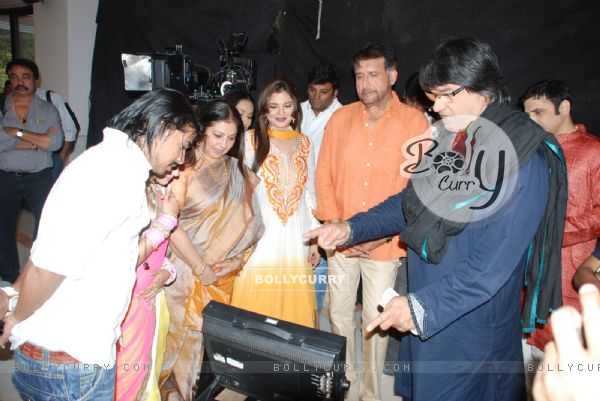 Mukesh Khanna snapped at the making of Star Studded National Anthem by Film Maker Raajeev Walia
