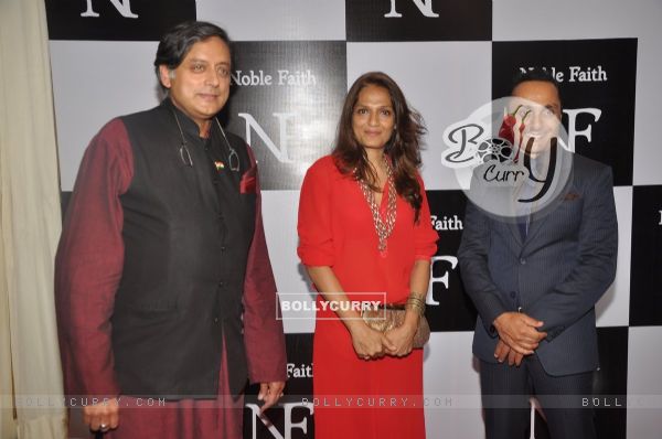 Shashi Tharoor with Rahul Bose and a friend at the Birthday Bash cum Launch