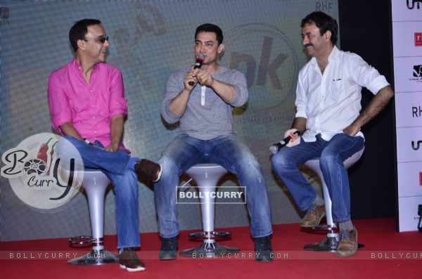 Aamir Khan was spotted interacting with the audience at the Second Poster Launch of P.K.