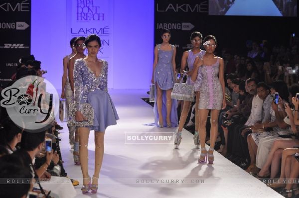 Models showcase the collection for Papa Don't Preach at the Lakme Fashion Week Winter/ Festive 2014