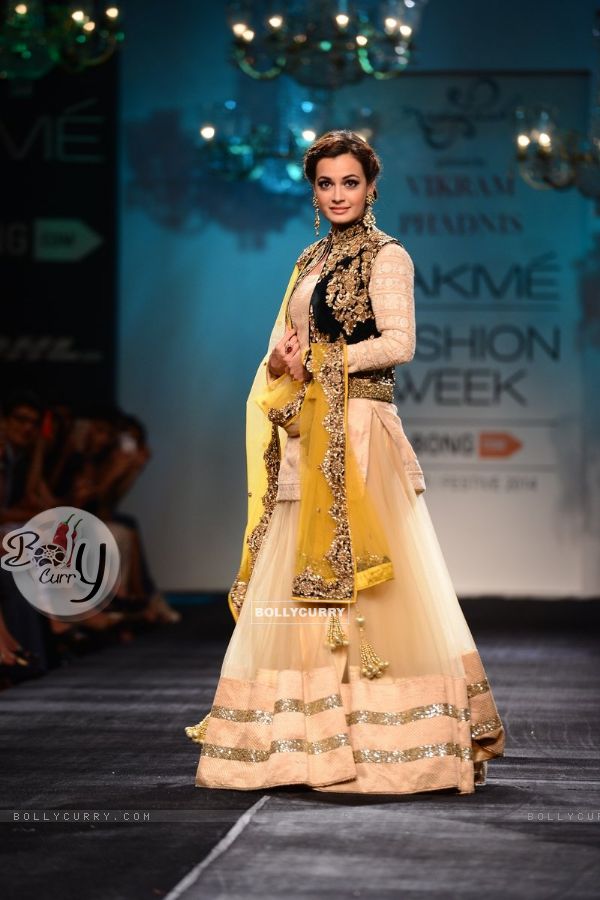 Dia Mirza walks the ramp for Vikram Phadnis at the Lakme Fashion Week Winter/ Festive 2014 Day 6