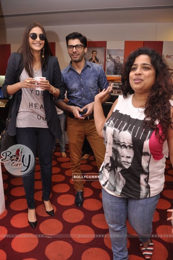 Sonam Kapoor and Fawad Khan with Rj Malishka at the Promotions of Khoobsurat on 93.5 Red FM (334125)