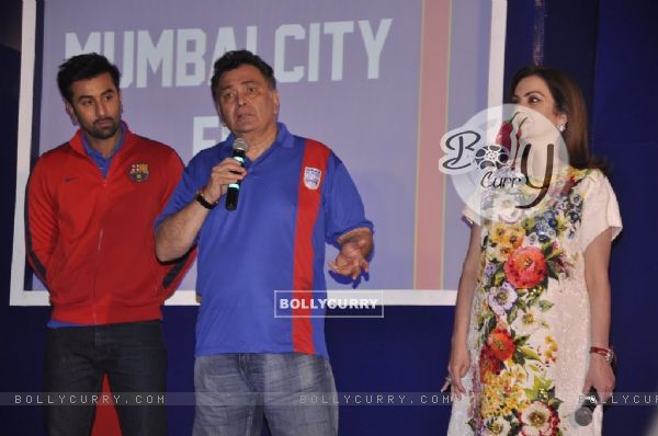 Ranbir Kapoor addresses the audience at Ranbir Kapoor's Soccer Team Logo Launch