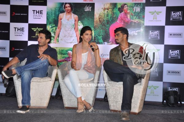 Deepika Padukone addressing the media at the Press Meet of Finding Fanny in Hyderabad