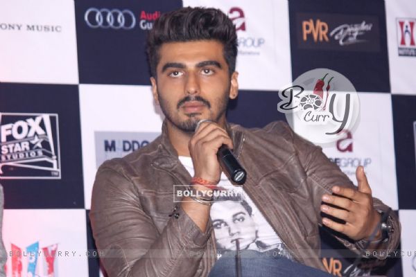 Arjun Kapoor addressing the media at the Promotions of Finding Fanny in Delhi