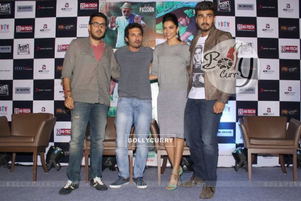 Dinesh Vijan, Homi Adajania, Arjun Kapoor and Deepika Padukone at the Promotions of Finding Fanny