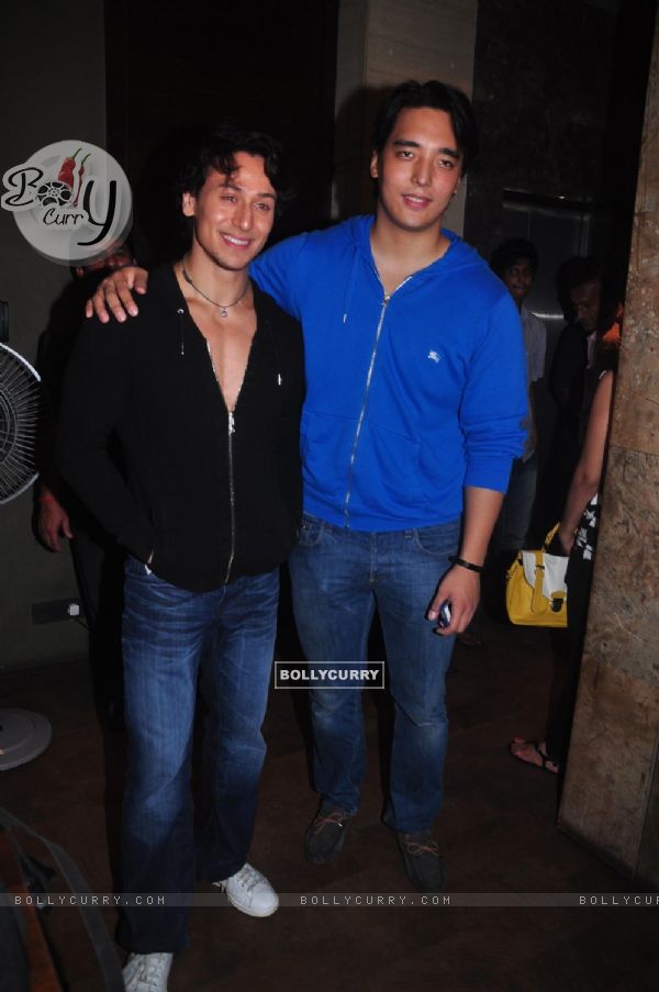 Tiger Shroff poses with Rinzing Denzongpa at the Launch of his New Video