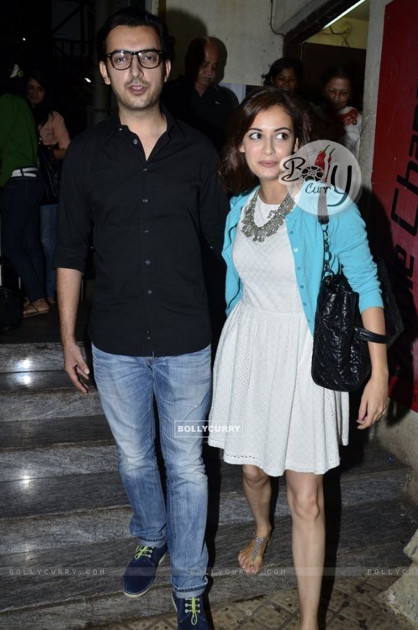 Dia Mirza with her fiance at the Screening of Finding Fanny