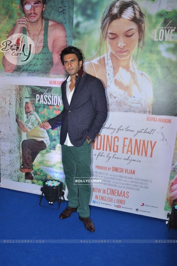 Ranveer Singh poses for the media at the Success Bash of Finding Fanny
