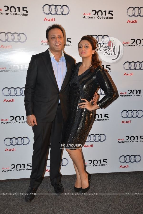 Huma Qureshi poses with Varun Bahl at his Show for Audi