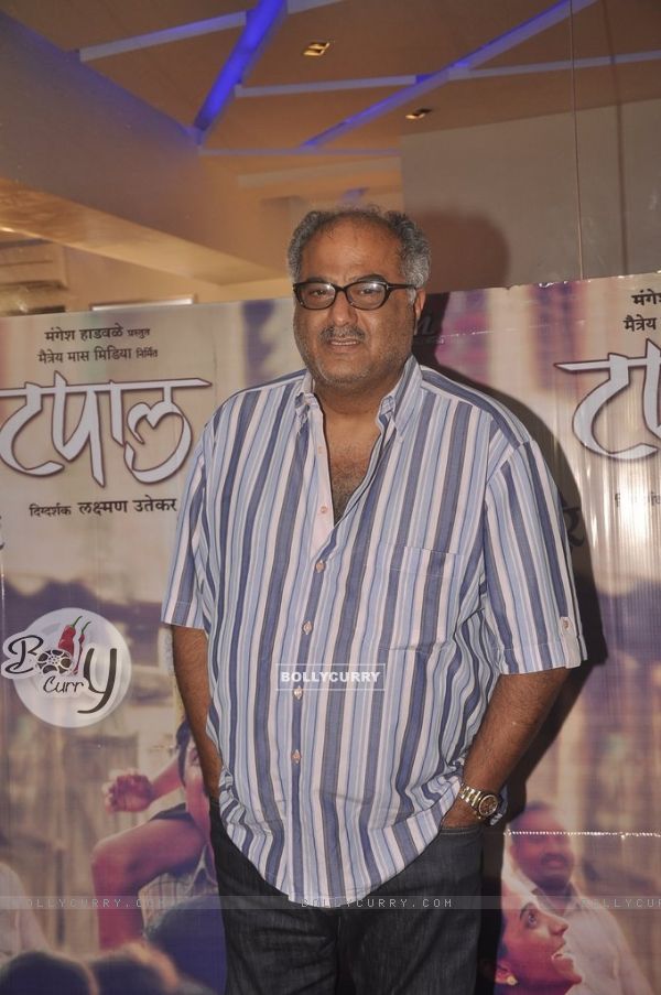 Boney Kapoor poses for the media at the Screening of Marathi Movie Taapal