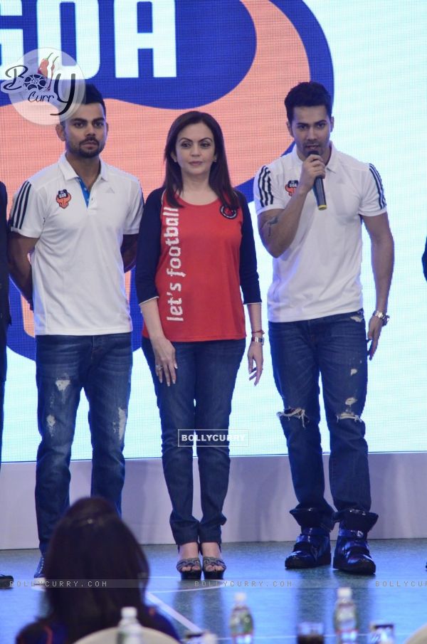 Varun Dhawan addressing the audience at the FC Goa Official Jersey Launch