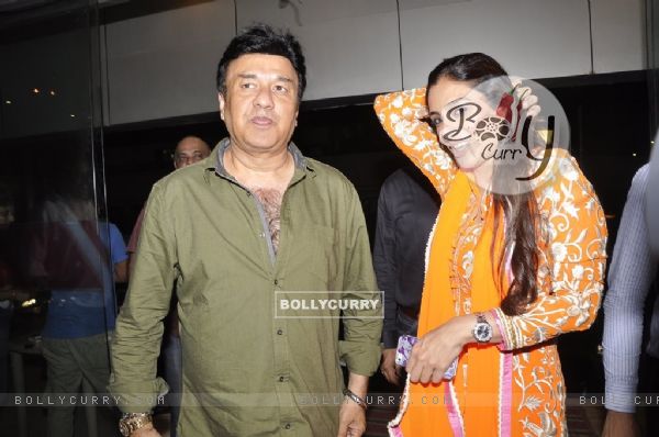 Tabu poses with Anu Malik at the Special Screening of Haider