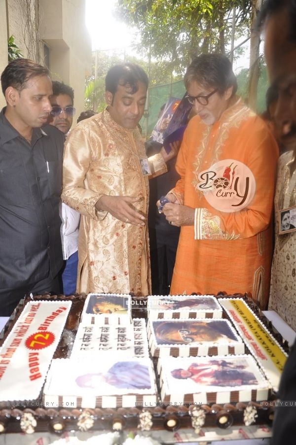 Amitabh Bachchan cuts the cake on his Birthday