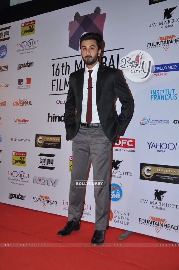 Ranbir Kapoor poses for the media at the 16th MAMI Film Festival