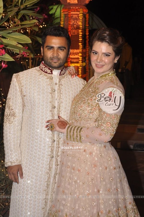 Sachin Joshi poses with wife Urvashi Sharma at his Diwali Bash