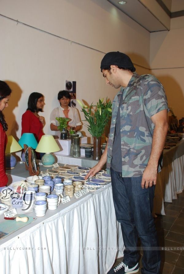 Aditya Roy Kapur checks out various art designs at Cerafest