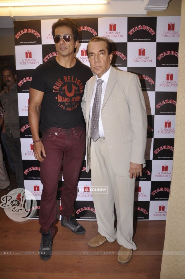 Sonu Sood poses with Nari Hira at the Launch of the New Edition of Stardust Rising