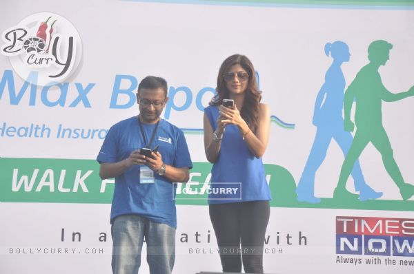 Shilpa Shetty was snapped engrossed in her cell phone at Max Bupa Walk For Health