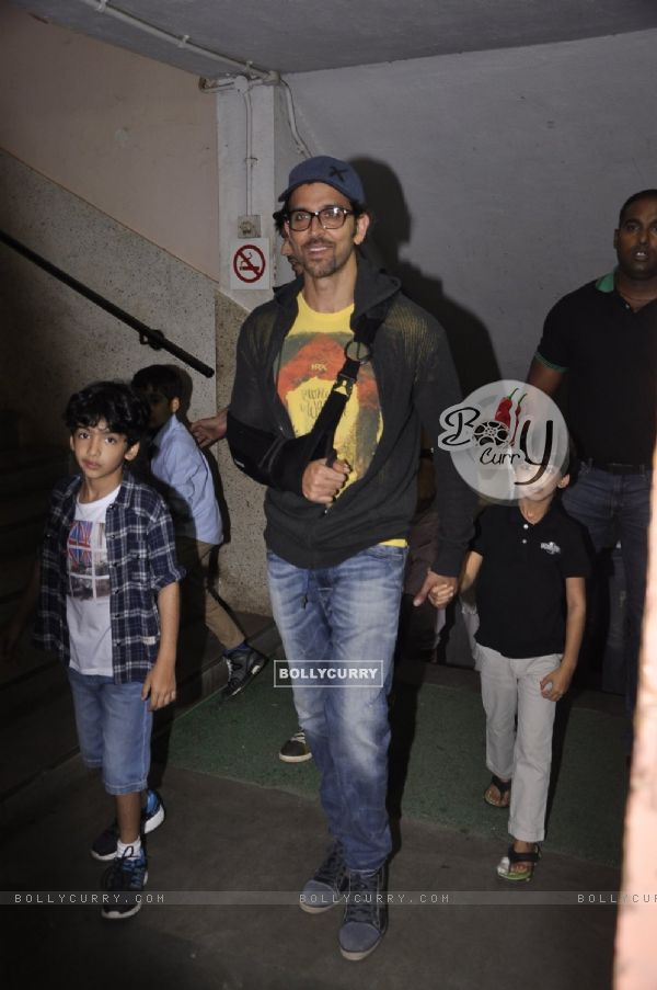 Hrithik Roshan was snapped with his Kids at Raell Padamsee's Show