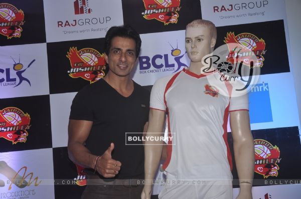 Sonu Sood poses for the media at the Jersey Launch of BCL Team Jaipur Raj Joshiley