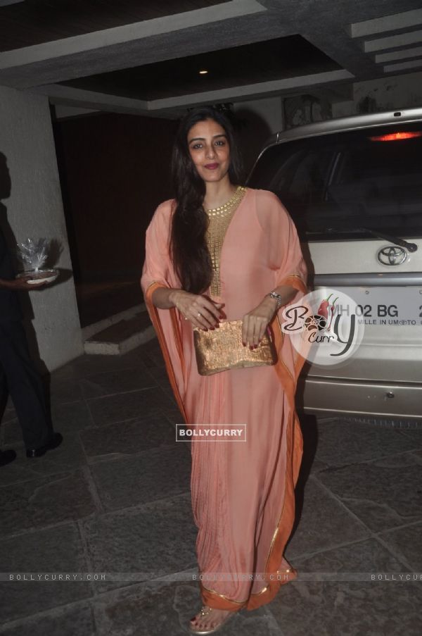 Tabu poses for the media at Sonali Bendre's Marriage Anniversary