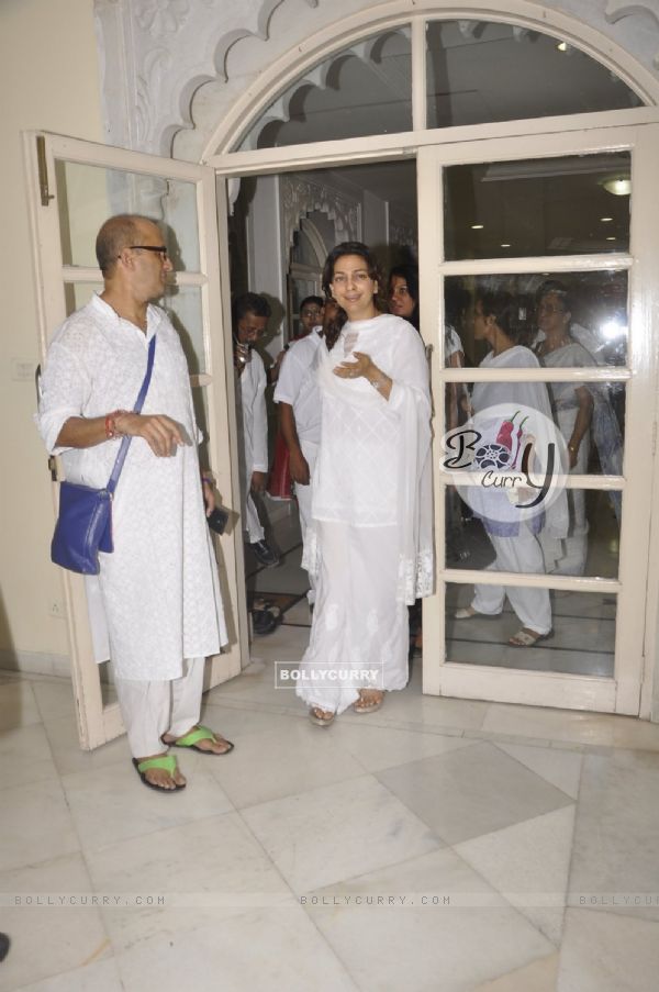 Juhi Chawla was seen at the Prayer Meet For K Sanjay's Mother