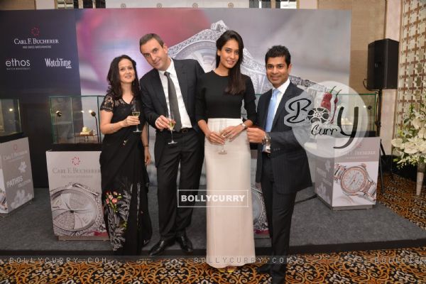 Lisa Haydon poses with guests at the Launch of Carl F. Bucherer's Pathos Collection in India