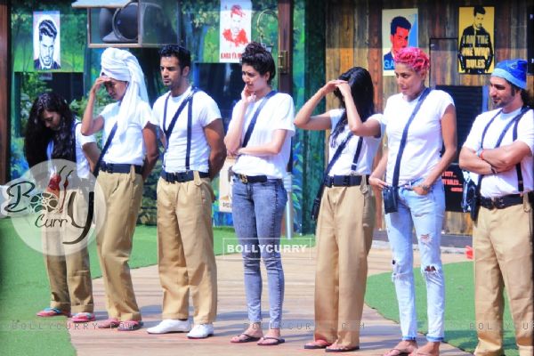 Contestants during the Inquilab Zindabad on Bigg Boss 8