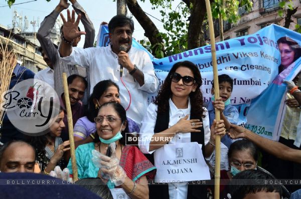 Juhi Chawla was snapped at a Cleanliness Drive