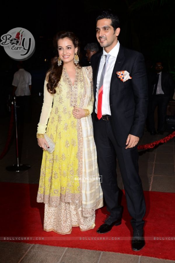 Zayed Khan poses with Dia Mirza at Arpita Khan's Wedding Reception