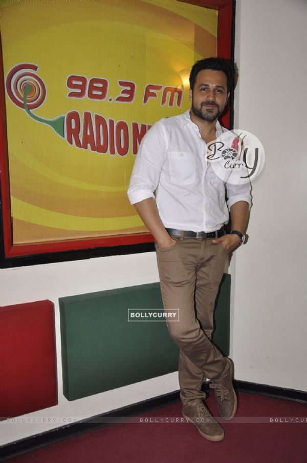 Emraan Hashmi poses for the media at the Promotions of Ungli at Radio Mirchi Studio