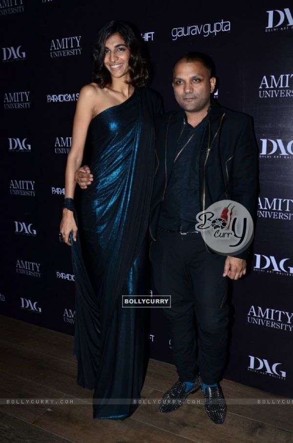 Anushka Manchanda poses with Gaurav Gupta at his Store Launch