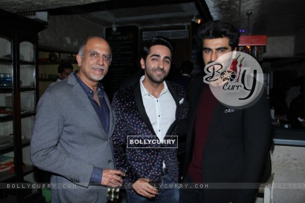 Ayushmann Khurrana and Arjun Kapoor pose for the media at GQ India Bar Nights