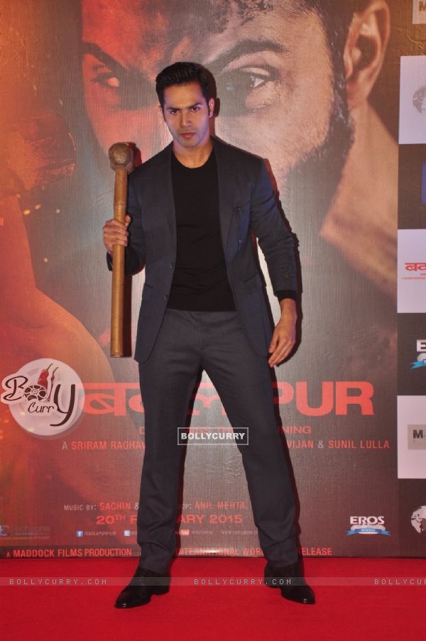 Varun Dhawan poses for the media at the Trailer Launch of Badlapur
