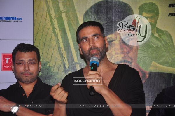 Akshay Kumar addressing the audience at the Trailer Launch of BABY (347249)