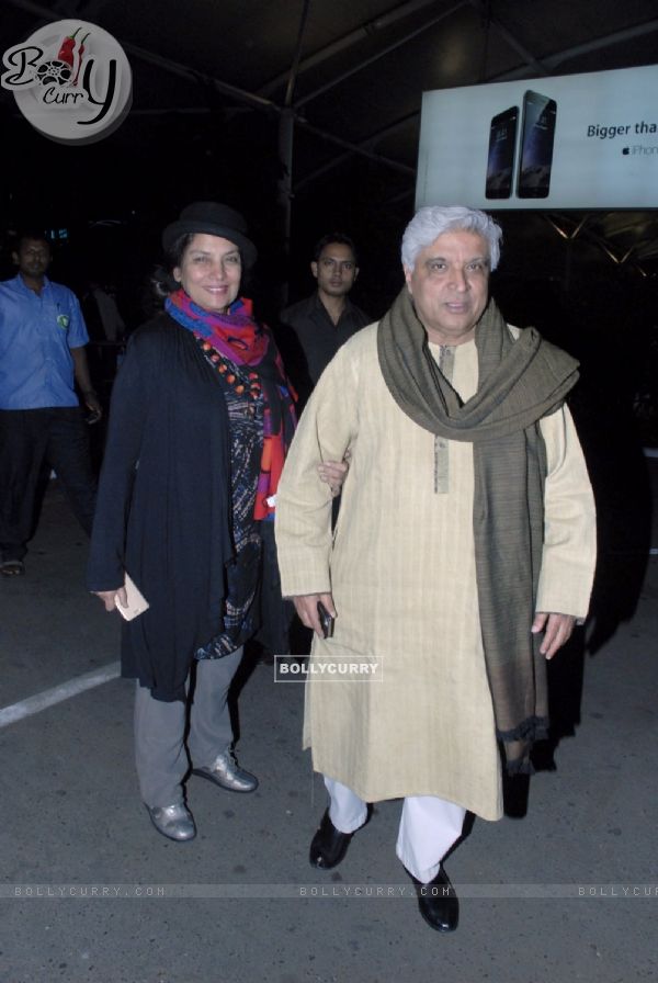 Shabana Azmi and Javed Akhtar Snapped at Airport