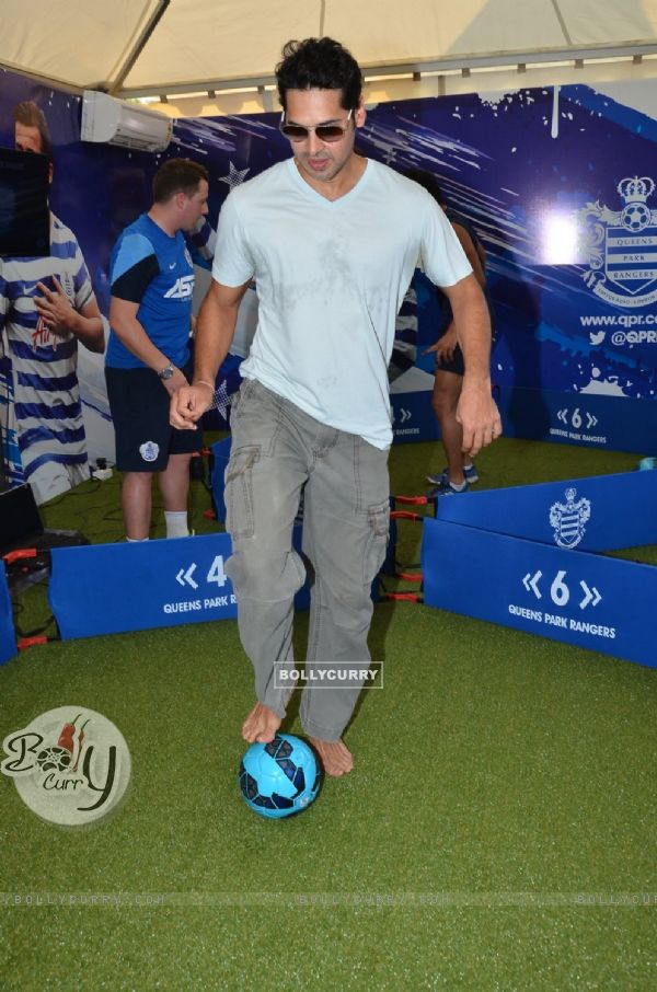 Dino Morea shows off his football tricks at Barclays Premier League
