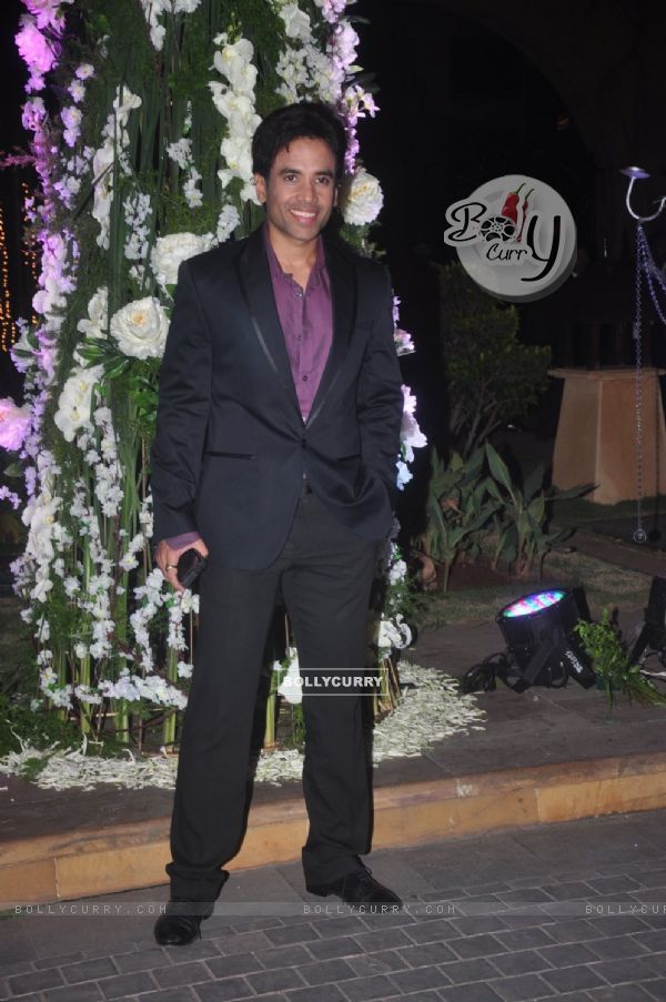 Tusshar Kapoor poses for the media at the Sangeet Ceremony of Riddhi Malhotra and Tejas Talwalkar