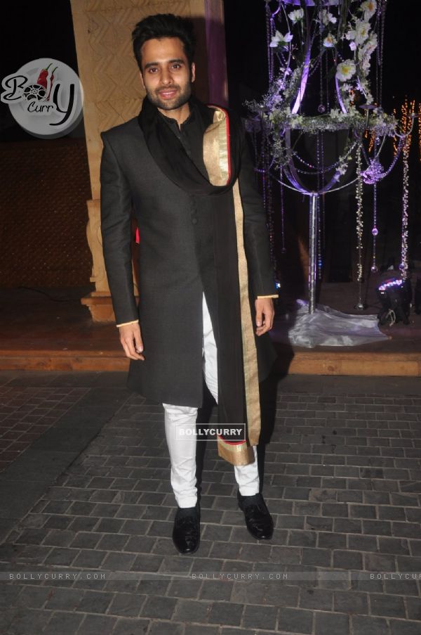 Jackky Bhagnani poses for the media at the Sangeet Ceremony of Riddhi Malhotra and Tejas Talwalkar
